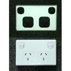 Double Power Point H 10a With Aluminium Cover NPE